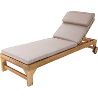 Rama Gartenliege aus Teak Holz mit Kissen Sonnenliege aus Teakholz mit verstellbarer Rücklehne - 4 Positionen Sonnenbett / Liege mit Rollen für von AXI