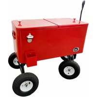 Retro Getränkekühler Rot Bollerwagen / Kühlwagen / Kühler mit Rollen - 76 liter Fahrbare Kühlbox für den Garten / Outdoor - Rot - AXI von AXI