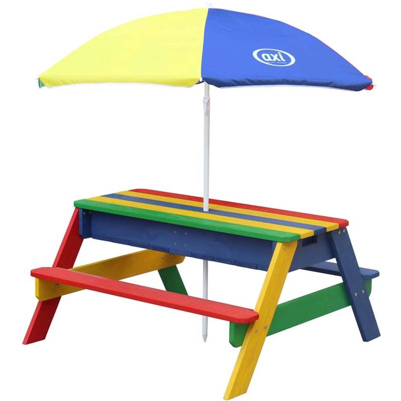 Axi Nick Sand & Wasser Picknicktisch Regenbogen mit Sonnenschirm von AXI