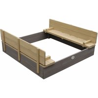AXI - Sandkasten Ella aus Holz mit Deckel xl | Sand Kasten mit Sitzbank & Abdeckung für Kinder in Grau & Braun | 120 x 120 cm - Grau von AXI