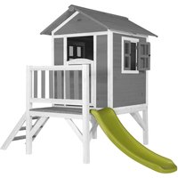 Spielhaus Beach Lodge xl in Grau mit Rutsche in Hellgrün Stelzenhaus aus fsc Holz für Kinder Kleiner Spielturm für den Garten - Grau - AXI von AXI
