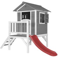 Spielhaus Beach Lodge xl in Grau mit Rutsche in Rot Stelzenhaus aus fsc Holz für Kinder Kleiner Spielturm für den Garten - Grau - AXI von AXI