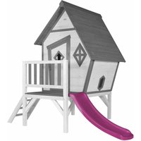 Spielhaus Cabin xl in Weiß mit Rutsche in Lila Stelzenhaus aus fsc Holz für Kinder Kleiner Spielturm für den Garten - Grau - AXI von AXI