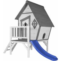 Spielhaus Cabin xl in Weiß mit Rutsche in Blau Stelzenhaus aus fsc Holz für Kinder Kleiner Spielturm für den Garten - Grau - AXI von AXI