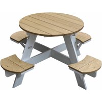 Ufo Picknicktisch Rund für Kinder aus Holz | Runder Kindertisch für den Garten in Braun & Weiß mit 4 Sitzen - Braun - AXI von AXI