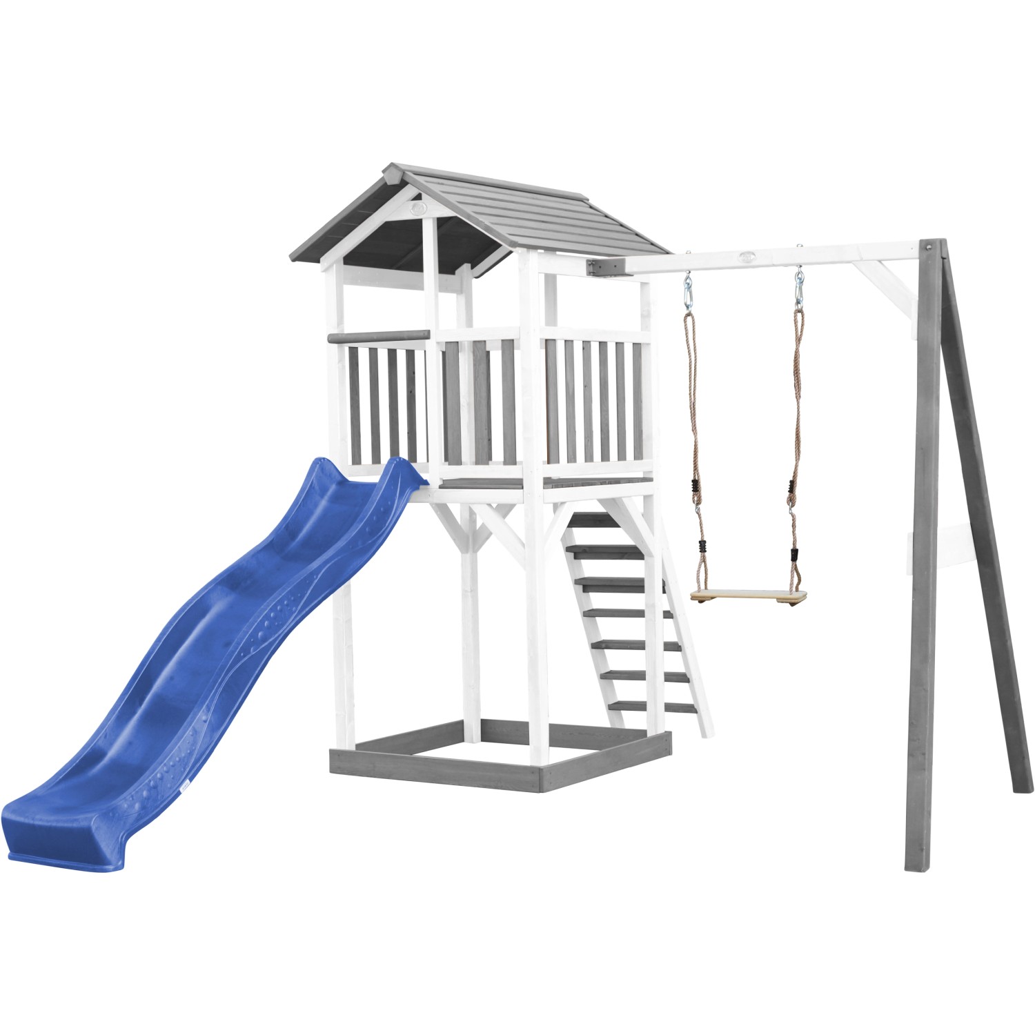 Axi Beach Tower Spielturm mit Einzelschaukel, Blauer Rutsche 349 x 284 x 242 cm von AXI