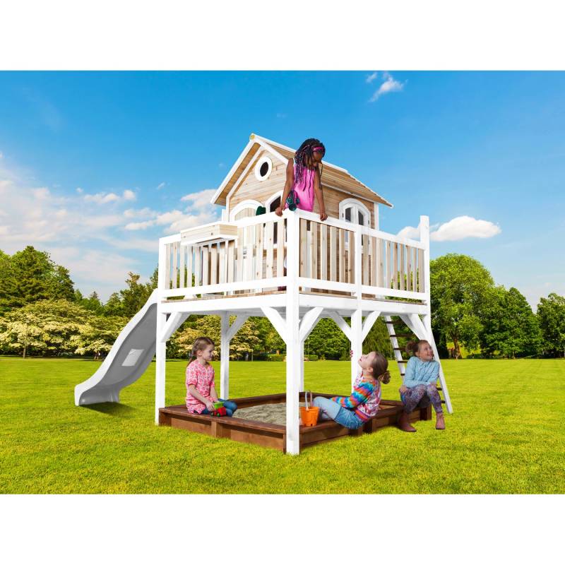 Axi Liam Spielhaus Braun - Weiß mit Weißer Rutsche 255 x 377 x 291 cm Axi Liam Spielhaus Braun - Weiß mit Weißer Rutsche 255 x 377 x 291 cm von AXI