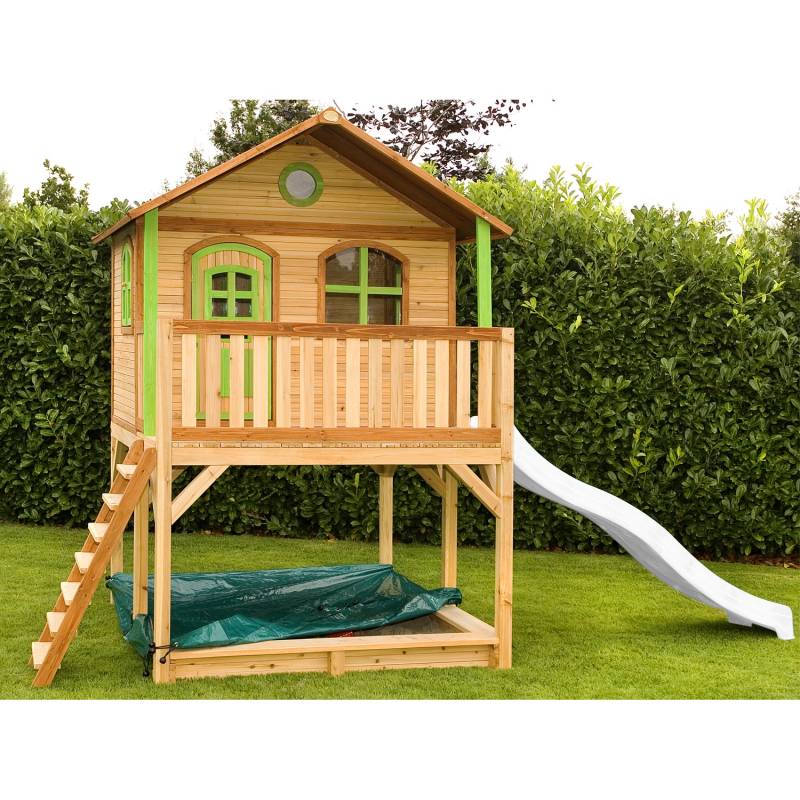 Axi Marc Spielhaus Braun - Grün mit Weißer Rutsche 212 x 432 x 293 cm von AXI