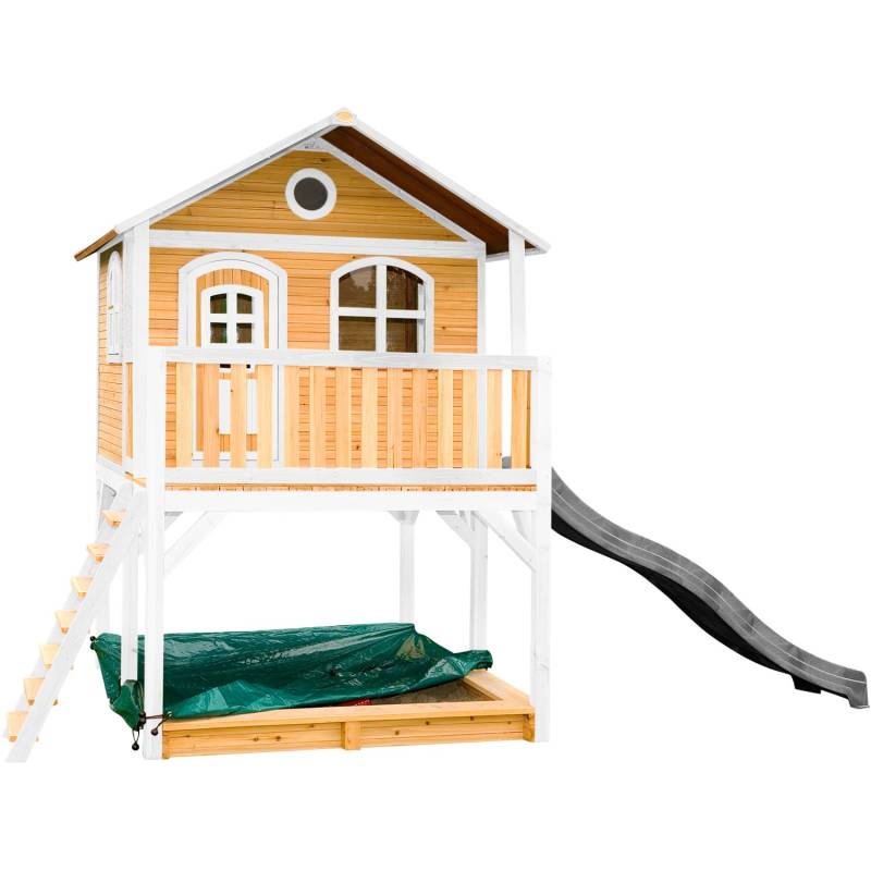 Axi Marc Spielhaus Braun - Weiß mit Grauer Rutsche 212 x 432 x 293 cm von AXI