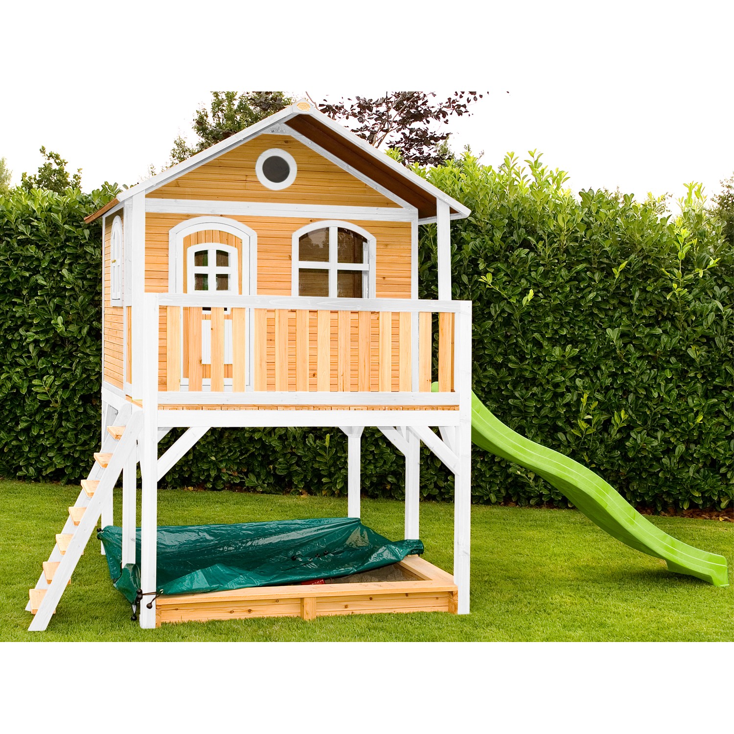 Axi Marc Spielhaus Braun - Weiß mit Lindgrüner Rutsche 212 x 432 x 293 cm Axi Marc Spielhaus Braun - Weiß mit Lindgrüner Rutsche 212 x 432 x 293 cm von AXI