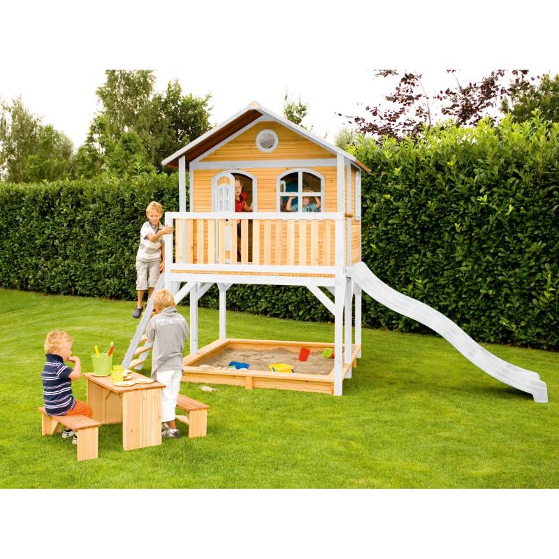 Axi Marc Spielhaus Braun - Weiß mit Weißer Rutsche 212 x 432 x 293 cm von AXI