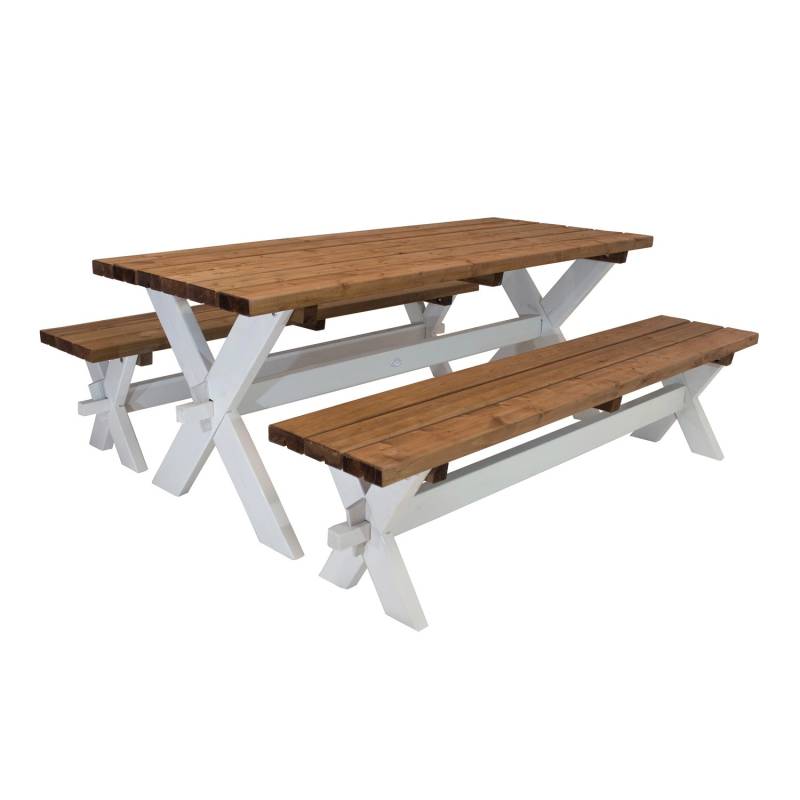Axi Picknicktisch Celine mit Bänken Holz Braun Weiß 75 cm x 177 cm von AXI