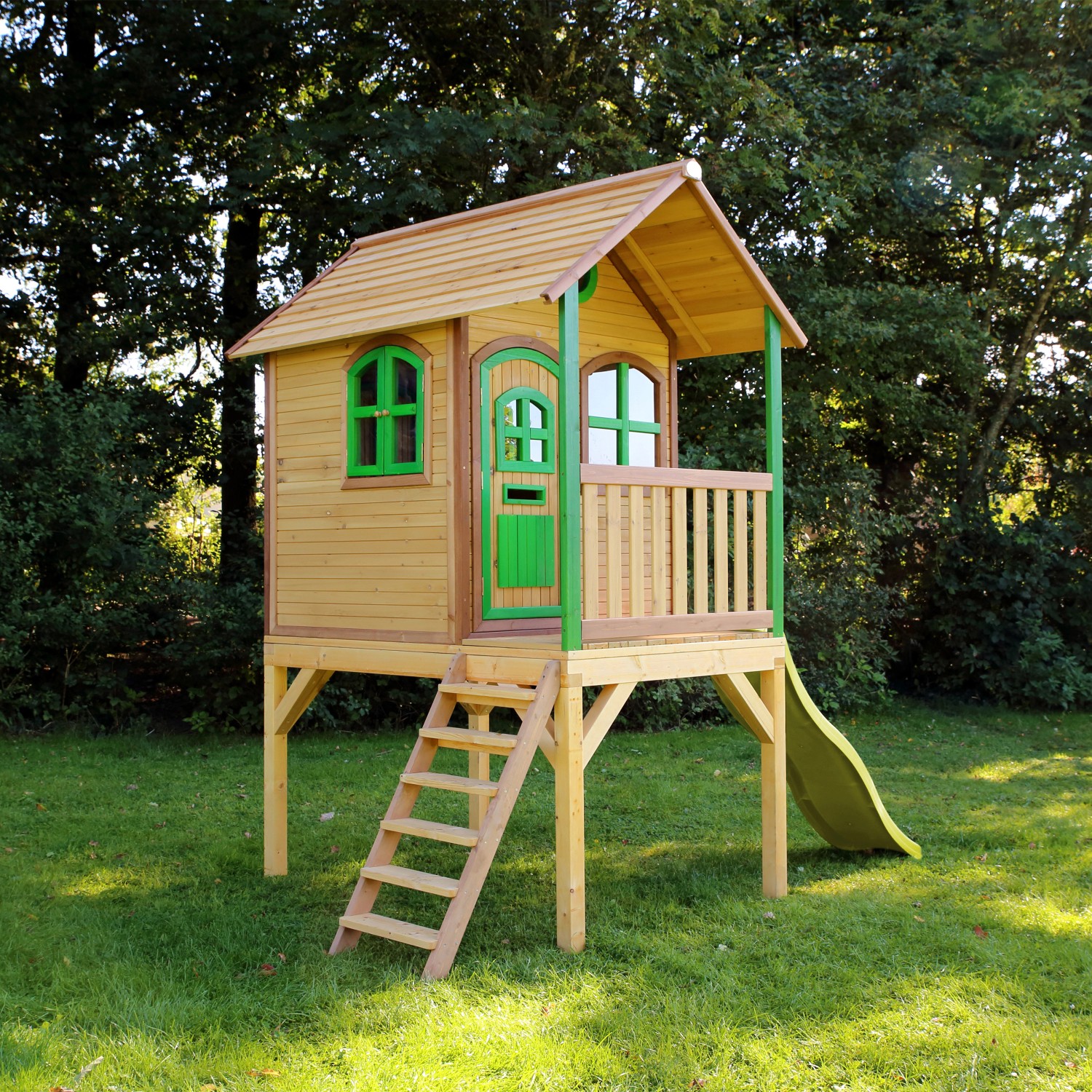 Axi Spielhaus Laura Braun/Grün mit Rutsche Hellgrün 318 x 272 x 191 cm FSC® von AXI