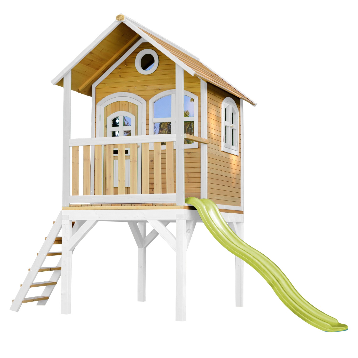 Axi Spielhaus Laura Braun/Weiß mit Rutsche Hellgrün 318 x 272 x 191 cm FSC® von AXI