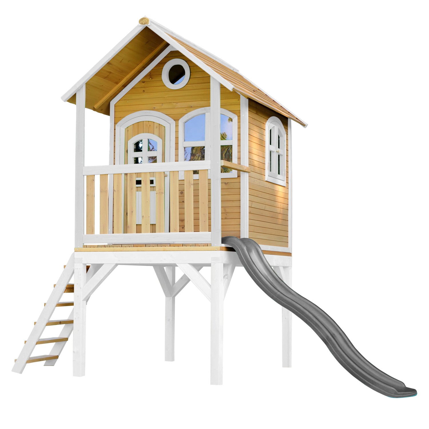 Axi Spielhaus Laura Braun und Weiß mit Rutsche Grau 318 x 272 x 191 cm FSC® von AXI