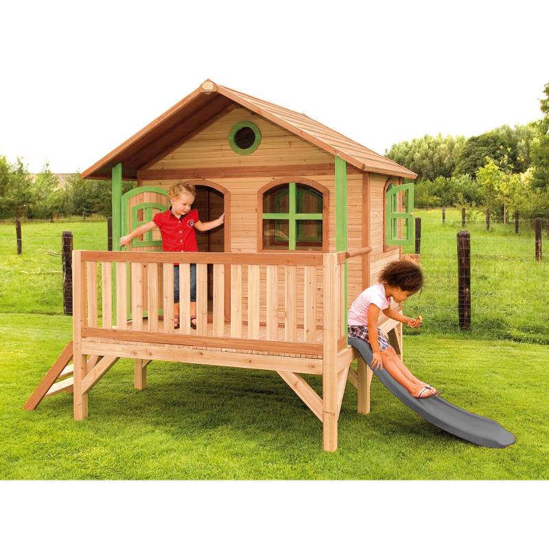 Axi Spielhaus Stef Braun/Grün mit Rutsche Grau 349 x 212 x 212 cm FSC® von AXI