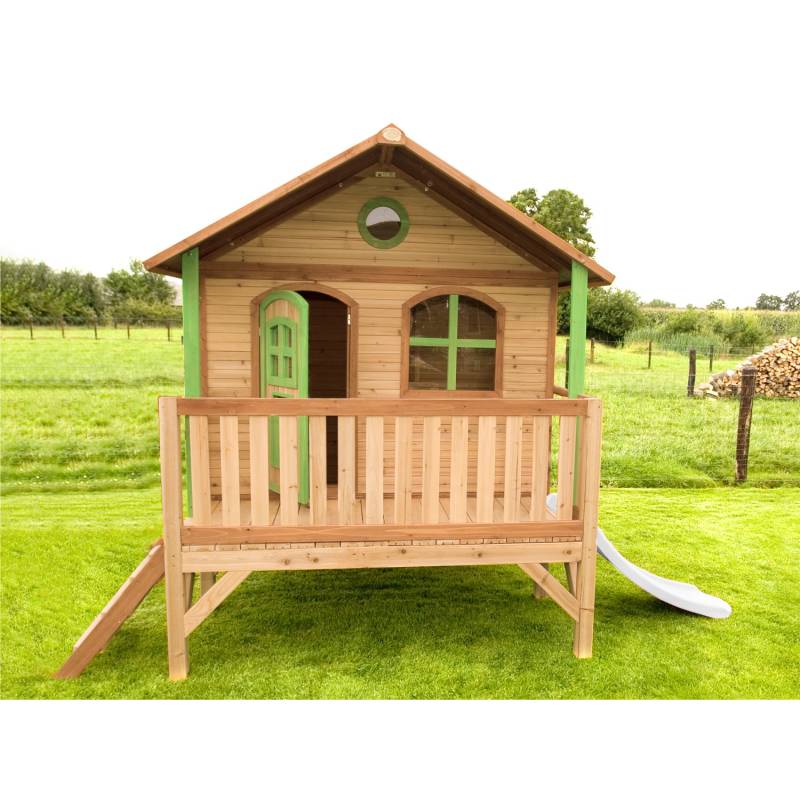 Axi Spielhaus Stef Braun/Grün mit Rutsche Weiß 349 x 212 x 212 cm FSC® von AXI