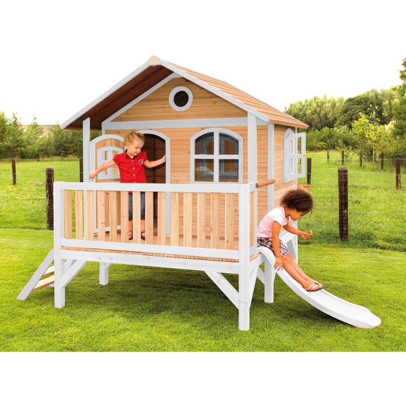 Axi Stef Spielhaus Braun - Weiß mit Weißer Rutsche 212 x 349 x 233 cm von AXI