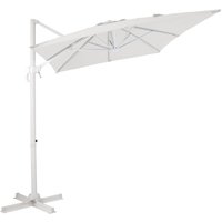 Coco Ampelschirm Rechteckig 200 x 300 cm in Weiß / Beige Sonnenschirm für Garten / Terrasse mit Aluminium Rahmen Inkl. Kreuzfuß & Schutzhülle Kippbar von AXI