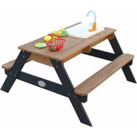 Emily Kinder Sand & Wasser Picknicktisch aus Holz Wasserspieltisch & Sandtisch mit Deckel, Behältern & Spüle Kindertisch / Matschtisch in Anthrazit & von AXI