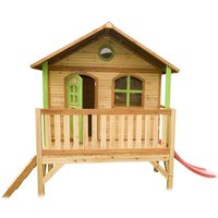 Holz Kinderspielhaus Stef inkl. großer Veranda & Rutsche Natur 180x180x236 cm - AXI von AXI