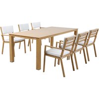Jada Gartenset mit 6 Stühlen in Holz Look / Beige für 6 Personen Sitzgruppe / Gartenmöbel aus Aluminium / Polyester Esstisch für Draußen / Garten von AXI