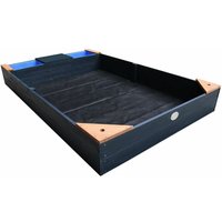 Kelly Sandkasten aus Holz mit Sitzbank, Sitzecken & Behältern für z.B. Wasser Sandbox für Kinder in Anthrazit & Braun 180 x 115 cm - Grau - AXI von AXI
