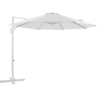 Marisol Ampelschirm Rund ø 300 cm in Weiß / Beige Runder Sonnenschirm für Garten / Terrasse mit Aluminium Rahmen Inkl. Kreuzfuß & Schutzhülle Kippbar von AXI