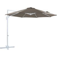 Marisol Ampelschirm Rund ø 300 cm in Weiß / Taupe Runder Sonnenschirm für Garten / Terrasse mit Aluminium Rahmen Inkl. Kreuzfuß & Schutzhülle Kippbar von AXI