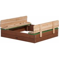 Sandkasten Ella aus Holz mit Deckel Sand Kasten mit Sitzbank & Abdeckung für Kinder in Braun & Grün 100 x 95 cm - Braun - AXI von AXI