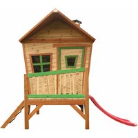 Spielhaus Iris mit roter Rutsche Stelzenhaus in Braun & Grün aus fsc Holz für Kinder Spielturm für den Garten - Braun - AXI von AXI