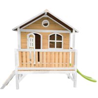 Spielhaus Stef mit hellgrüner Rutsche Stelzenhaus in Braun & Weiß aus fsc Holz für Kinder Spielturm für den Garten - Braun - AXI von AXI