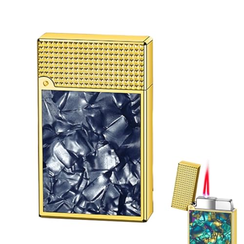 AXIASUU Vintage-Butan-Fackelfeuerzeug mit Flip-Shell-Intarsien, tragbares Mini-Gasfeuerzeug aus Metall for Kerzenzigarren, Sammlerstück, Dekoration(N5) von AXIASUU