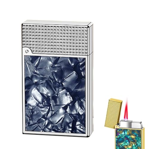 AXIASUU Vintage-Butan-Fackelfeuerzeug mit Flip-Shell-Intarsien, tragbares Mini-Gasfeuerzeug aus Metall for Kerzenzigarren, Sammlerstück, Dekoration(N8) von AXIASUU
