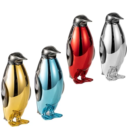 Süßes Pinguin-Ornament-Feuerzeug, winddichtes, verstellbares Butan-Feuerzeug aus Metall mit weicher Flamme, wiederverwendbar, cooles Feuerzeug-Geschenk for Männer, Väter, Ehemänner, Freunde(4pc) von AXIASUU