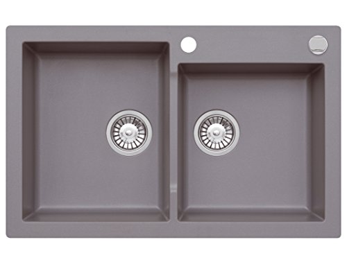 AXIS KITCHEN Axigranit Einbau Spüle Mojito 140 für 80er Doppelbecken Küchenspüle 79 x 50 cm Moonlight Grey von AXIS KITCHEN