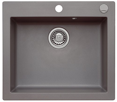 AXIS KITCHEN Granitspüle Einbauspüle Mojito 60 Küchenspüle Moonlight Grey Grau Material Axigran 60er Unterschrank Spülbecken Siphon, Exzenterbedienung Spüle von AXIS KITCHEN