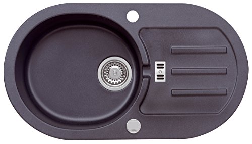 AXIS KITCHEN Malibu 30 Spülbecken Einbecken Spüle 77x43cm Material Axigranit Küchenspüle Farbe Night Glow Schwarz Metallic von AXIS KITCHEN