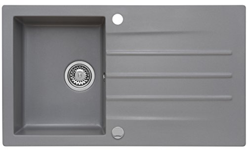 AXIS KITCHEN Mojito 100 Küchenspüle Farbe Axis Moonlight Grey Grau Material Axigranit 50er Unterschrank Spülbecken Siphon, Exzenterbedienung, Ausschnittschablone von AXIS KITCHEN