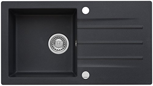AXIS KITCHEN Mojito 40 Küchenspüle Farbe Axis Night Glow Schwarz Metallic Material Axigranit 50er Unterschrank Spülbecken Siphon, Exzenterbedienung von AXIS KITCHEN