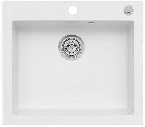 AXIS KITCHEN Mojito 60 Küchenspüle Farbe Axis Weiss Material Axigranit 60er Unterschrank Spülbecken Siphon, Exzenterbedienung von AXIS KITCHEN