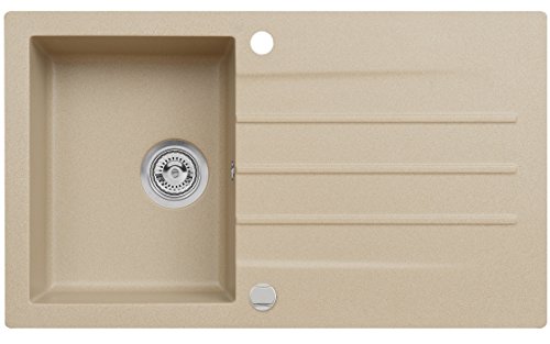 Axigran Granitspüle Mojito 100 Küchenspüle Axis Beige Einbauspüle 50er Unterschrank Spülbecken Siphon, Exzenterbedienung, Ausschnittschablone 86x50 cm Granit von AXIS KITCHEN