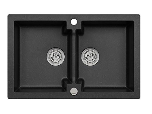 Einbau Spüle Mojito 160 Axigranit für 80er Doppelbecken Küchenspüle 79 x 50 cm (Axis Schwarz) von AXIS KITCHEN