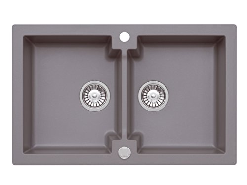 Einbau Spüle Mojito 160 für 80er Axigranit Doppelbecken Küchenspüle 79 x 50 cm (Axis Moonlight Grey) von AXIS KITCHEN