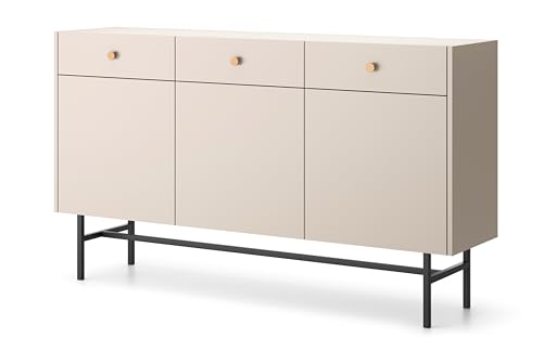 AX Living Kommode modern Dinley 155 cm Beige Matt mit Türen & Schubladen von AXLIVING