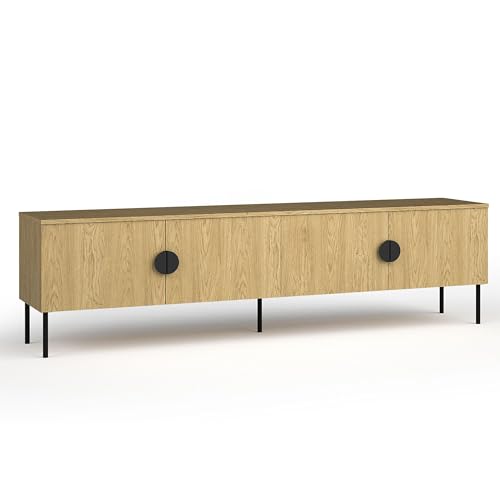 AX Living TV Schränke Brunelli 200 cm Eiche Baltic TV Lowboard 4-türig von AXLIVING