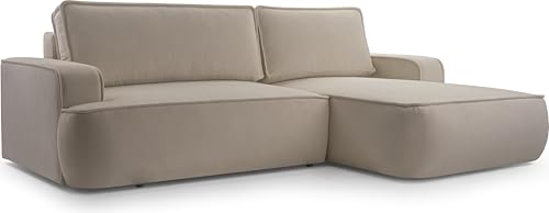 AXLIVING Ablia Beige Sofa L Form mit Schlaffunktion 267 cm breit R von AXLIVING
