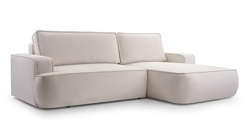 AXLIVING Ablia Sofa L Form mit Schlaffunktion Creme Ecksofa 267 cm R von AXLIVING