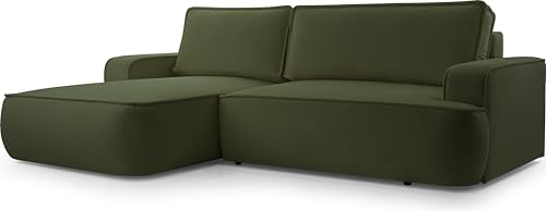 AXLIVING Ablia Sofa L Form mit Schlaffunktion Dunkelgrün 267 cm L von AXLIVING