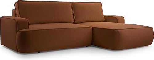 AXLIVING Ablia Sofa L Form mit Schlaffunktion Ziegelrot 267 cm R von AXLIVING